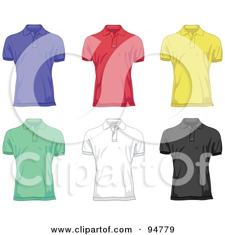 Royalty-Free (RF) Clipart Illustration of a Digital Collage Of Different Colored Polo Shirts by yayayoyo