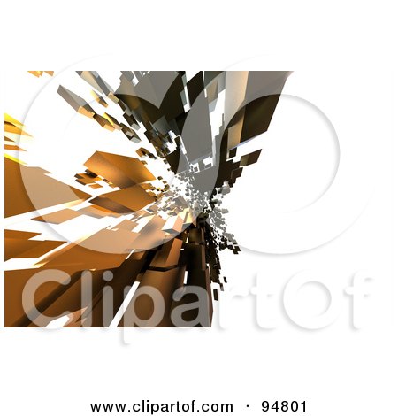 Royalty-Free (RF) Clipart Illustration of Brown 3d Cubic Shards Floating Over White by chrisroll