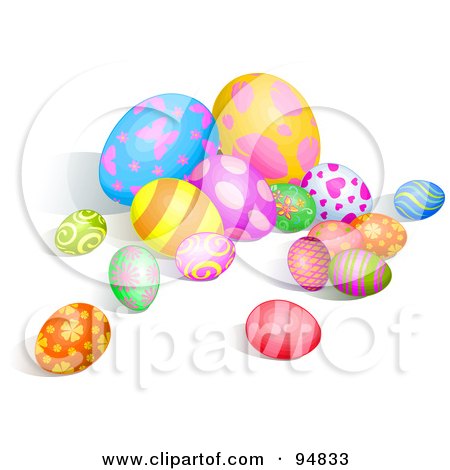 Royalty-Free (RF) Clipart Illustration of a Group Of Colorful Patterned Eggs For Easter by Pushkin