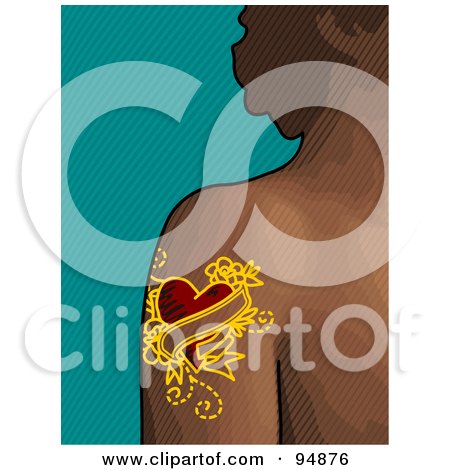 Royalty-Free (RF) Clipart Illustration of a Heart Tattoo On A Woman's Arm by NL shop