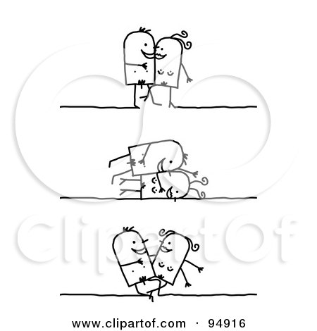 Royalty-Free (RF) Clipart Illustration of a Stick People Kama Sutra Couple In Different Positions - 2 by NL shop