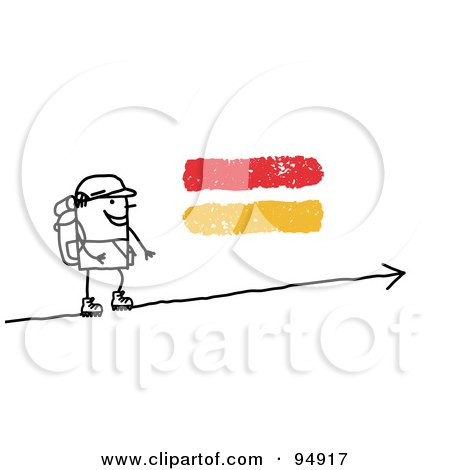 Royalty-Free (RF) Clipart Illustration of a Stick People Man Hiking Uphill by NL shop