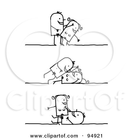 Royalty-Free (RF) Clipart Illustration of a Stick People Kama Sutra Couple In Different Positions - 1 by NL shop