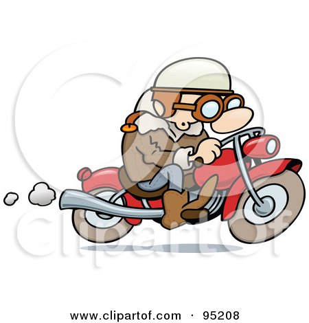 Royalty-Free (RF) Clipart Illustration of a Toon Guy Biker Riding His Motorcycle by gnurf