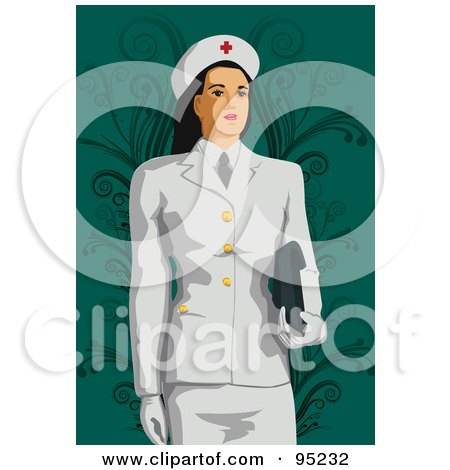 Royalty-Free (RF) Clipart Illustration of a Formal Nurse in a White Suit by mayawizard101