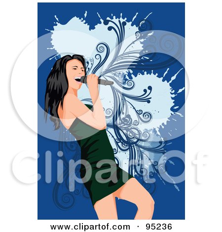 Royalty-Free (RF) Clipart Illustration of a Performing Female Singer - 4 by mayawizard101