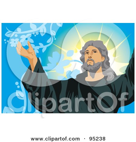 Royalty-Free (RF) Clipart Illustration of Jesus Holding His Arms Open - 2 by mayawizard101