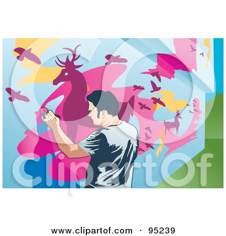Royalty-Free (RF) Clipart Illustration of a Mural Painter - 2 by mayawizard101
