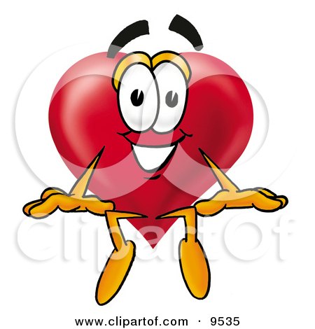 Clipart Picture of a Love Heart Mascot Cartoon Character Sitting by Mascot Junction