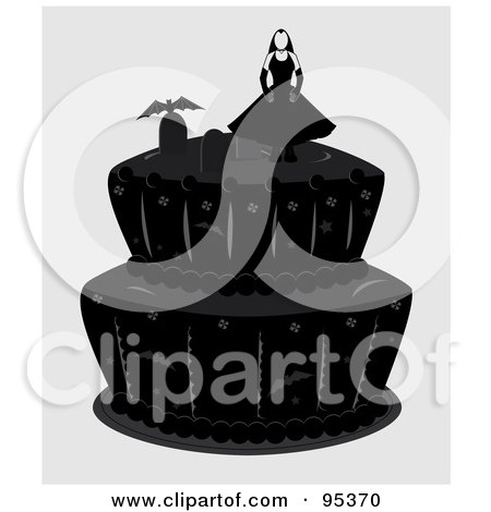 Royalty-Free (RF) Clipart Illustration of a Woman In A Graveyard Atop A Black Cake by Randomway