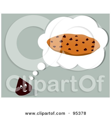 Royalty-Free (RF) Clipart Illustration of a Chocolate Chip Thinking Of A Cookie by Randomway
