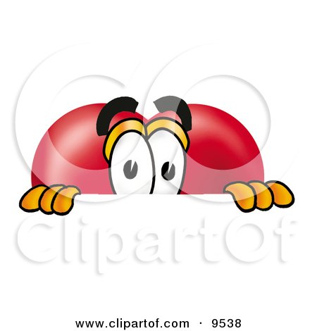 Clipart Picture of a Love Heart Mascot Cartoon Character Peeking Over a Surface by Mascot Junction
