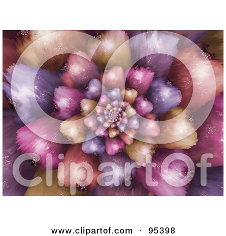 Royalty-Free (RF) Clipart Illustration of a Watercolor Fractal Flower Background by ShazamImages
