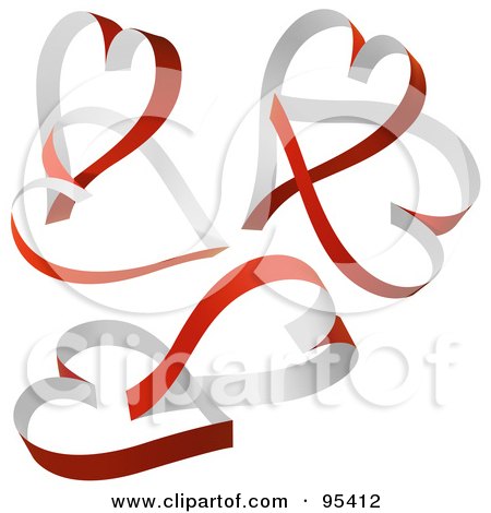 Royalty-Free (RF) Clipart Illustration of a Digital Collage Of Paper Ribbon Heart Designs - 2 by dero