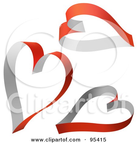 Royalty-Free (RF) Clipart Illustration of a Digital Collage Of Paper Ribbon Heart Designs - 1 by dero