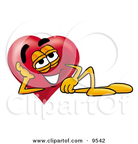 Clipart Picture of a Love Heart Mascot Cartoon Character Resting His Head on His Hand by Mascot Junction