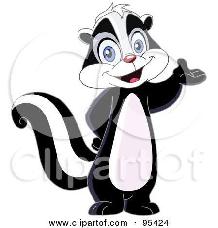 Royalty-Free (RF) Clipart Illustration of a Cute Skunk Standing On His Hind Legs And Presenting by yayayoyo