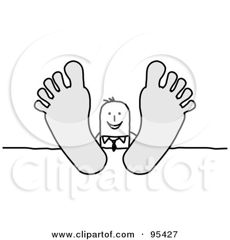 Royalty-Free (RF) Clipart Illustration of a Stick People Businessman With His Feet Up On A Table by NL shop