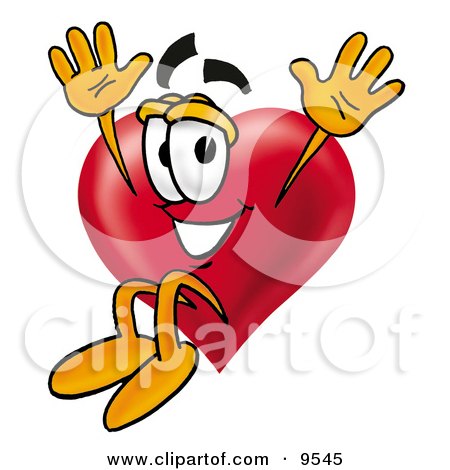 Clipart Picture of a Love Heart Mascot Cartoon Character Jumping by Mascot Junction