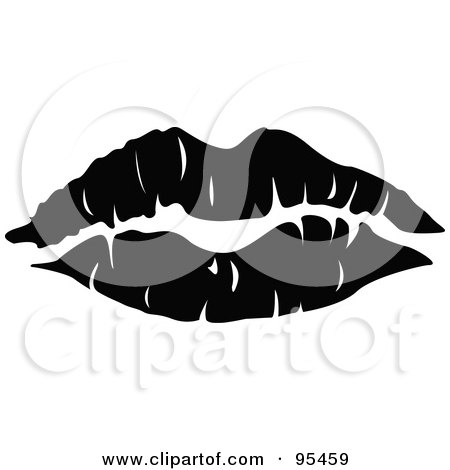 Royalty-Free (RF) Clipart Illustration of a Seductive Black Lipstick Kiss Mark by Andy Nortnik