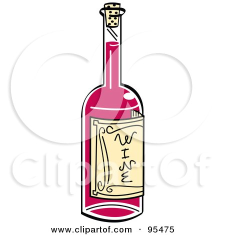 Royalty-Free (RF) Clipart Illustration of a Bottle Of Red Wine For Valentines Day by Andy Nortnik