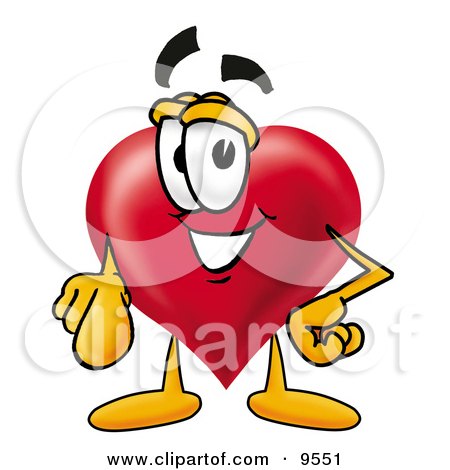 Clipart Picture of a Love Heart Mascot Cartoon Character Pointing at the Viewer by Mascot Junction
