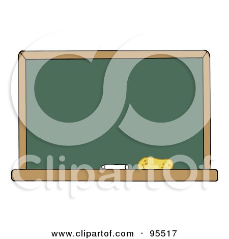 Royalty-Free (RF) Clipart Illustration of a Blank Green Classroom Chalkboard by Hit Toon