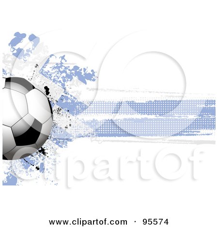 Royalty-Free (RF) Clipart Illustration of a Soccer Ball Over A Grungy Halftone Greek Flag by elaineitalia