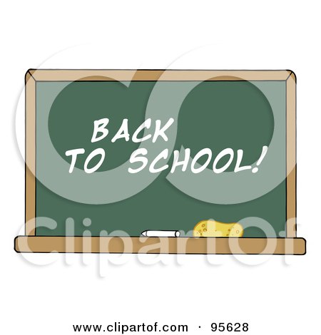 Royalty-Free (RF) Clipart Illustration of a Back To School Chalkboard In A Classroom by Hit Toon