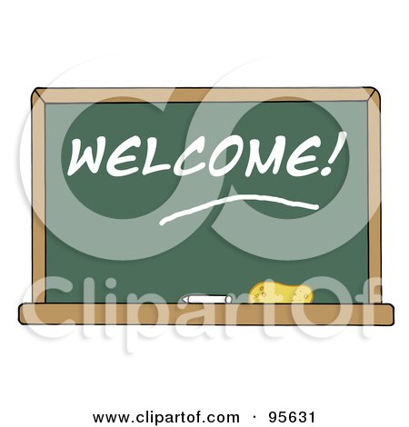 Royalty-Free (RF) Clipart Illustration of a Welcome Chalkboard In A Classroom by Hit Toon