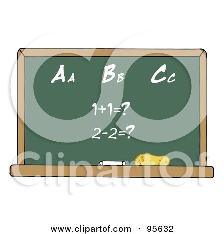 Royalty-Free (RF) Clipart Illustration of a Math And Alphabet Chalkboard In A Classroom by Hit Toon
