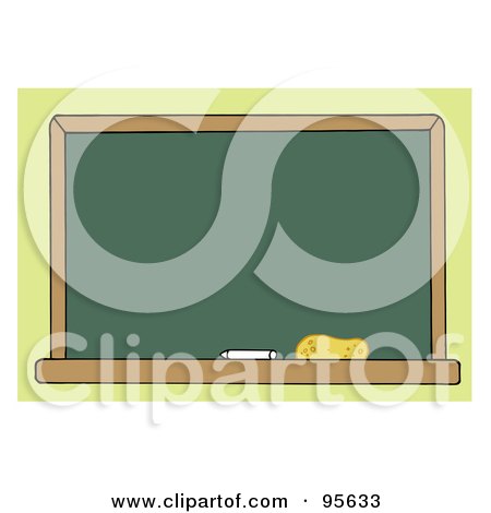 Royalty-Free (RF) Clipart Illustration of a Blank Green Class Room Chalkboard by Hit Toon
