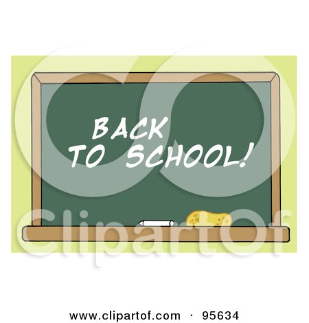 Royalty-Free (RF) Clipart Illustration of a Back To School Chalkboard In A Class Room by Hit Toon