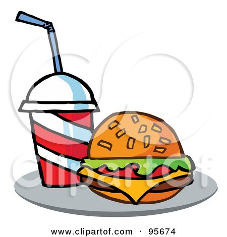 Royalty-Free (RF) Clipart Illustration of a Cola And Cheeseburger On A Tray by Hit Toon