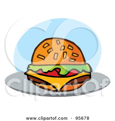 Royalty-Free (RF) Clipart Illustration of a Cartoon Cheeseburger - 2 by Hit Toon