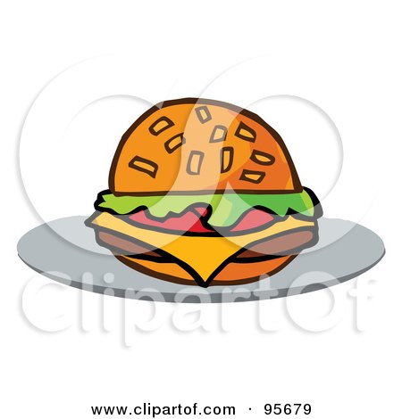 Royalty-Free (RF) Clipart Illustration of a Cartoon Cheeseburger - 4 by Hit Toon
