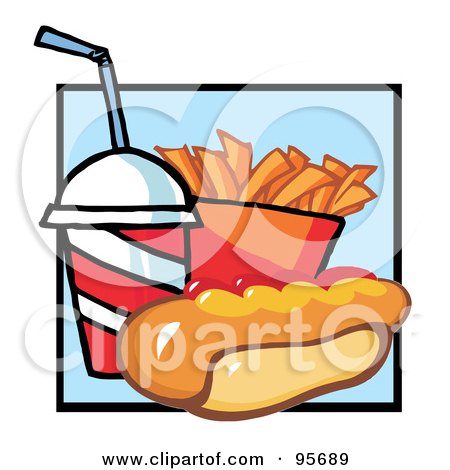 Royalty-Free (RF) Clipart Illustration of a Hot Dog With French Fries And Cola - 3 by Hit Toon