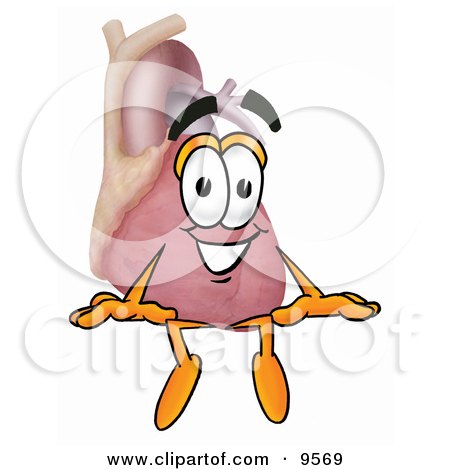 Clipart Picture of a Heart Organ Mascot Cartoon Character Sitting by Mascot Junction