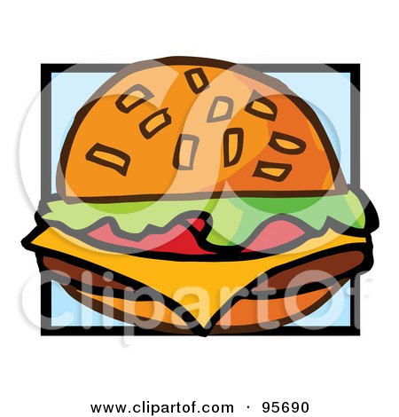 Royalty-Free (RF) Clipart Illustration of a Cartoon Cheeseburger - 3 by Hit Toon