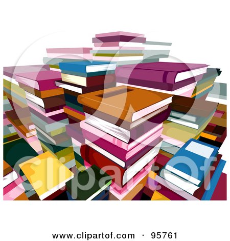 Royalty-Free (RF) Clipart Illustration of Many Stacks Of Text Books by BNP Design Studio