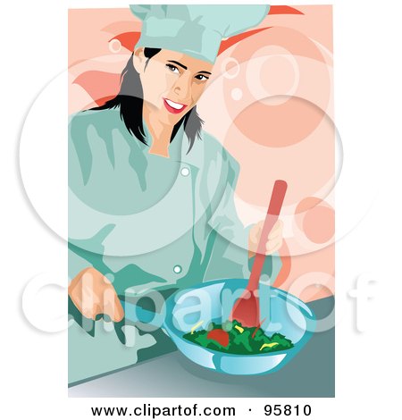 Royalty-Free (RF) Clipart Illustration of a Female Professional Chef - 2 by mayawizard101