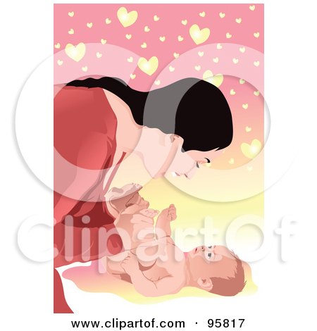 Royalty-Free (RF) Clipart Illustration of a Loving Mom And Baby - 1 by mayawizard101