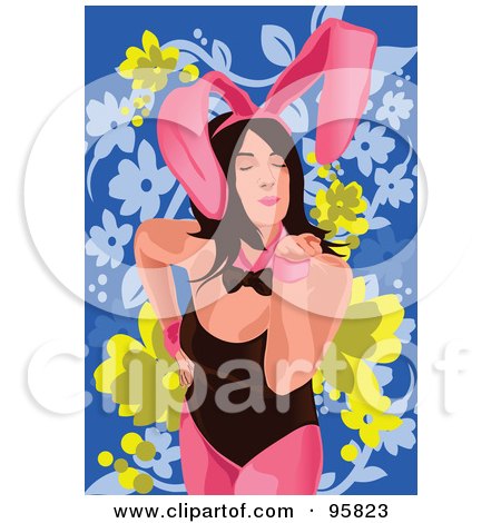 Royalty-Free (RF) Clipart Illustration of a Sexy Woman Wearing Bunny Ears - 4 by mayawizard101