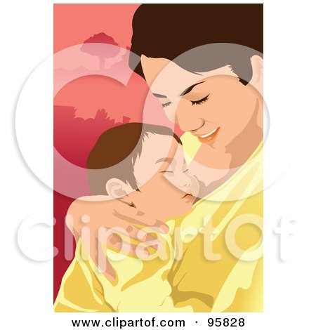 Royalty-Free (RF) Clipart Illustration of a Loving Mom And Baby - 6 by mayawizard101