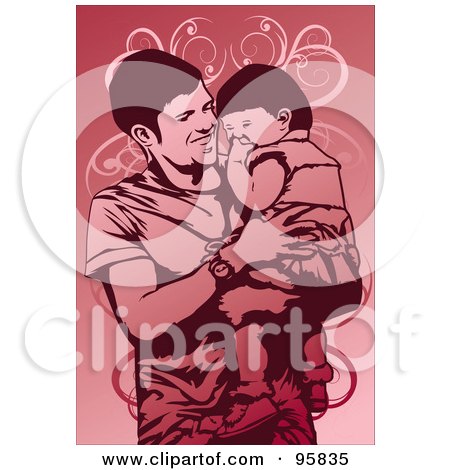 Royalty-Free (RF) Clipart Illustration of a Dad Holding Child - 1 by mayawizard101