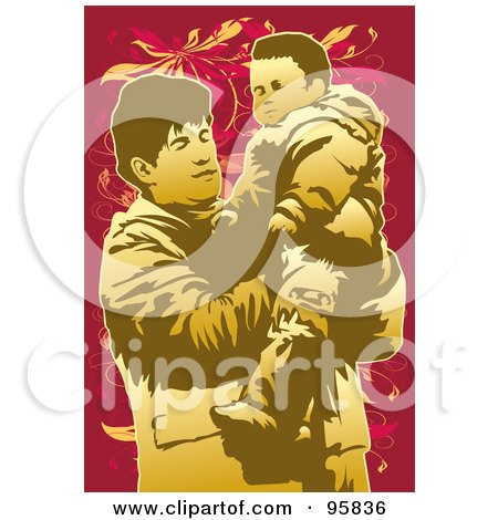 Royalty-Free (RF) Clipart Illustration of a Dad Holding Child - 5 by mayawizard101