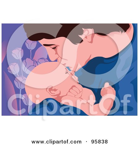 Royalty-Free (RF) Clipart Illustration of a Dad With Baby - 2 by mayawizard101