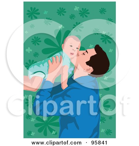 Royalty-Free (RF) Clipart Illustration of a Dad With Baby - 1 by mayawizard101