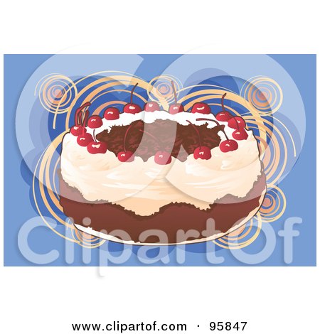 Royalty-Free (RF) Clipart Illustration of a Sweet Cake With Cherries by mayawizard101