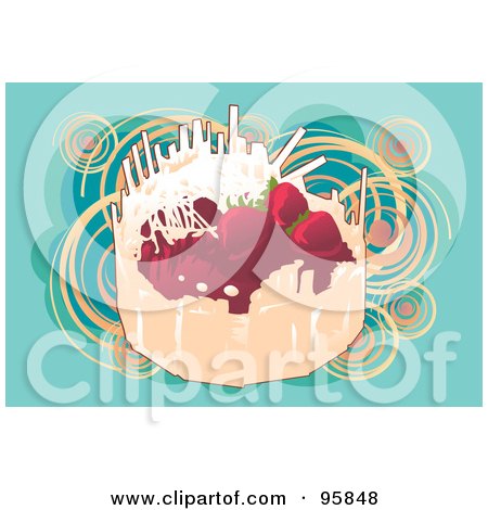 Royalty-Free (RF) Clipart Illustration of a Sweet Cake With Strawberries by mayawizard101